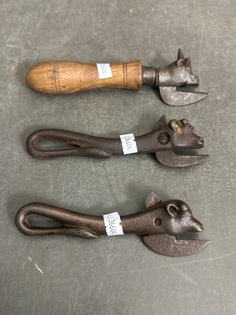 3 Antique Victorian Bulls Head Can Opener