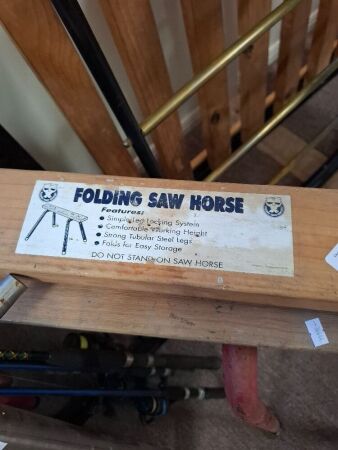 Pair of Wood and Metal Folding Saw Horses