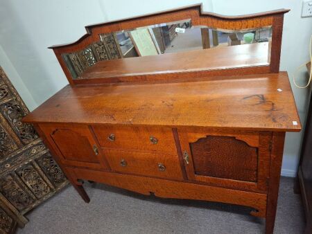 Wooden Mirror Backed Sideboard
