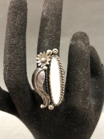 Sterling Silver & Mother of Pearl Navajo Ring