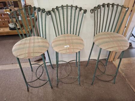 3 Wrought Iron Bar Stools