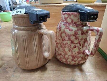 2 Koster Ceramic Electric Jugs - 1 Speckled