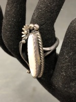 Sterling Silver & Mother of Pearl Navajo Ring - 2