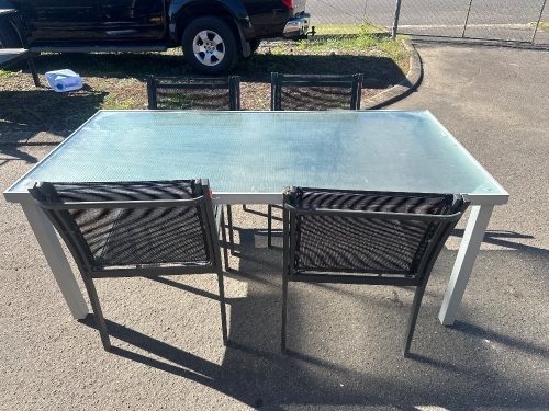 Outdoor Glass Table with 4 Chairs