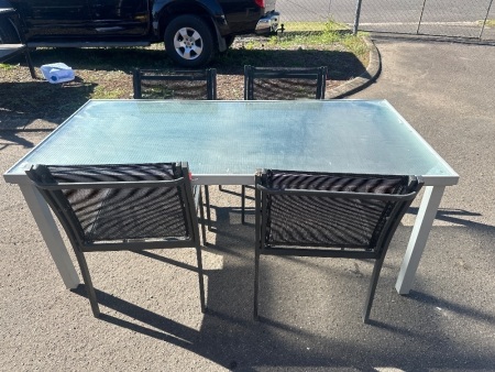 Outdoor Glass Table with 4 Chairs
