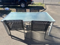 Outdoor Glass Table with 4 Chairs