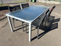 Outdoor Glass Table with 4 Chairs - 2