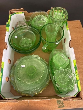 Large Lot of Green Depression Glass