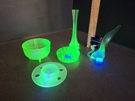 Uranium Glass Decorative Lot&nbsp;
