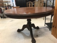 Antique Tilt Top Pedestal Dining Table on Carved Ball & Claw Feet