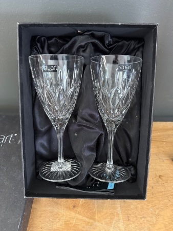 Pair of Stuart Crystal Lead Crystal Wine Glasses - In original box&nbsp;
