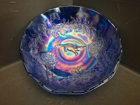 Amethyst Summerland Carnival Glass Featuring a Platypus and Floral Design- No.47 BE