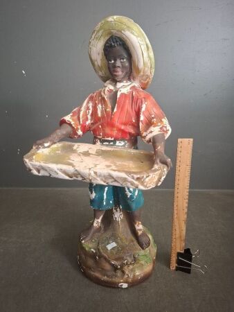 Vintage Chalkware Fruit Boy Statue