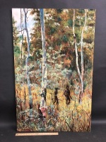 Vintage Signed Oil on Board of Aboriginal Kangaroo Hunt