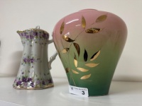 Hand-painted Floral Teapot + Flower Frog Vase - 2