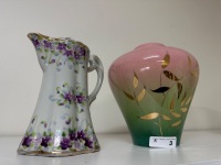 Hand-painted Floral Teapot + Flower Frog Vase - 3