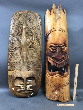 2 x Carved Tribal Masks