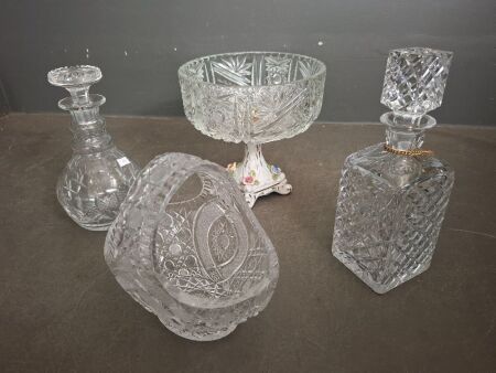 Lot of Vintage Czech Bohemian Crystal Ware