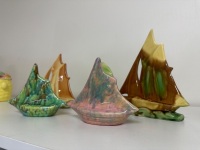 5 Various Sized Glazed Ceramic Sail Boats - 2