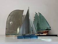 2 Art Deco Sail Boat Mirrors + 1 Sculpture