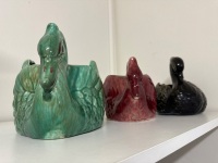 2 Pates Potteries Ceramic Swan Planters - Sydney Australia - 2