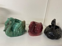 2 Pates Potteries Ceramic Swan Planters - Sydney Australia - 3