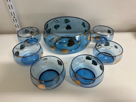 Vintage Bohemia Glass Dessert Bowl Set - Made in Czechoslovakia