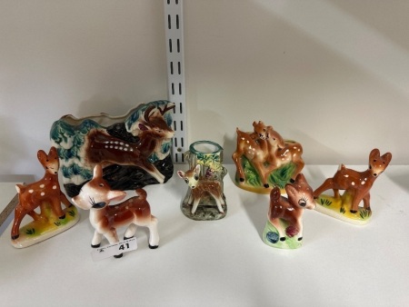 Lot of Vintage Glazed Ceramic Bambi Figurines