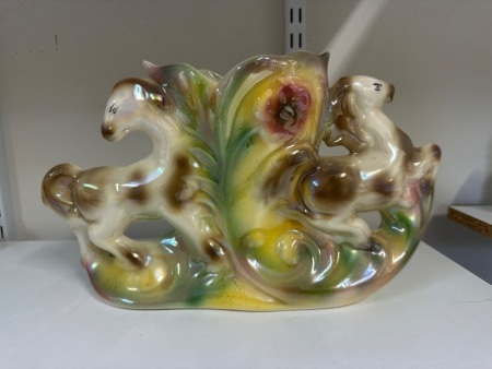 Vintage Opalescent Horses Vase