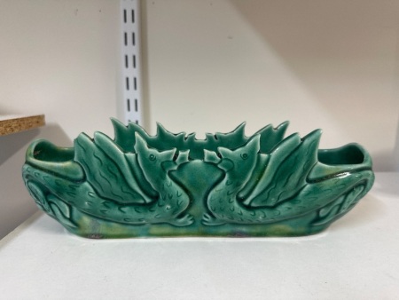 Hester Skipper Australia Green Pottery Vase with Frog