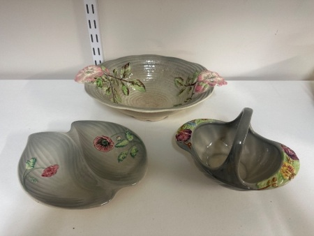 Staffordshire Hand-painted Ceramic Dish - Bowl - Basket