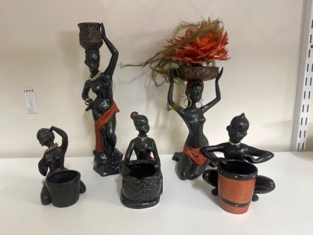 Vintage Barsony Style African Lady Figurines
