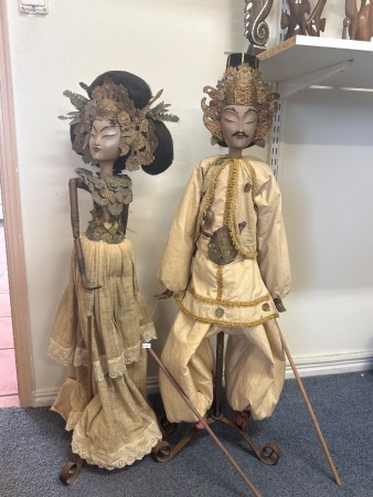 Pair of Traditional Indonesian Wayang Golek Puppets