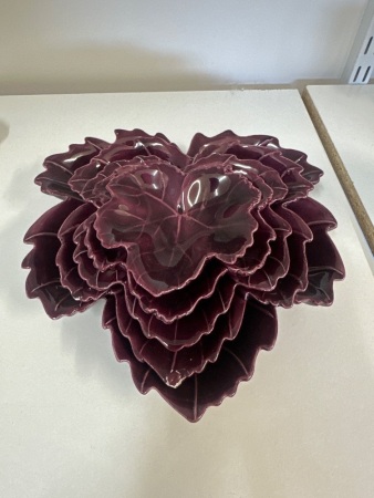 Set of 5 Graduated Burgundy Maple Leaf Plates