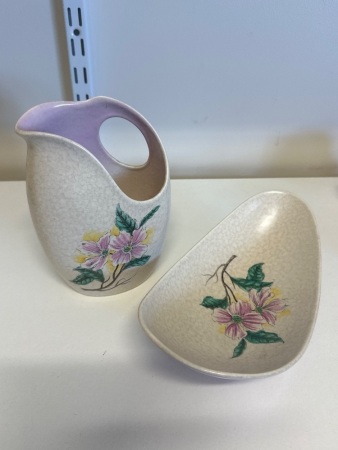 Vintage Crown Devon Fieldings Flower Jug & Dish