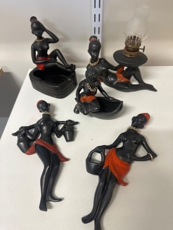 Vintage Barsony Style African Lady Figurines