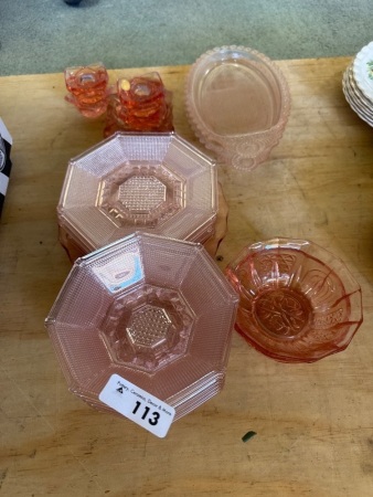Large Lot of Pink Glassware