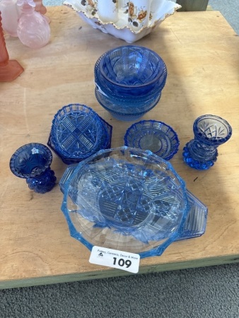Lot of Blue Glassware