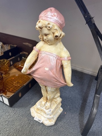 Young Girl Posing Garden Statue