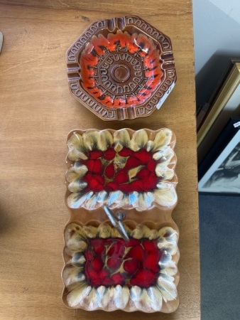 2 Brown Dishes - Made in Japan