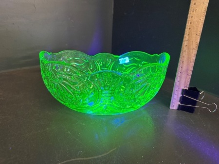 Art Deco Uranium Glass Salad Bowl