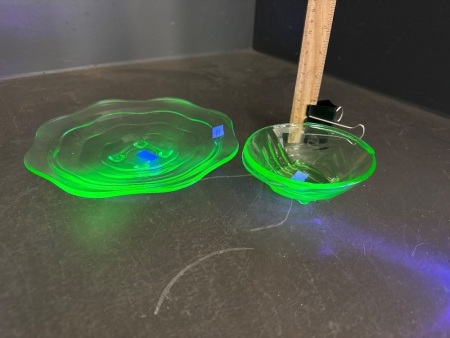 Uranium Glass Candy Dish and Mini Bowl