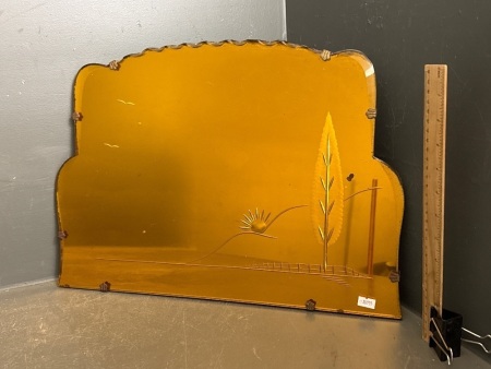 Mid Century Amber Glass Mirror