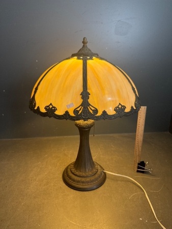 Antique Slag Glass Panel Lamp&nbsp;