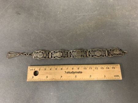 Antique White Metal Souvenir of Paris Bracelet