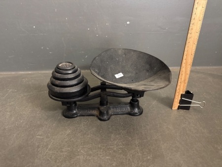 Vintage Balance Scales with Weights