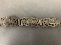 Antique White Metal Souvenir of Paris Bracelet - 4