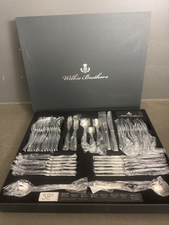 Wilkie Brothers 58 piece Ravelstone Cutlery Set as new