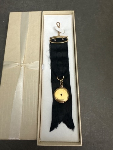 Mourning Locket on Sash Gold Toned