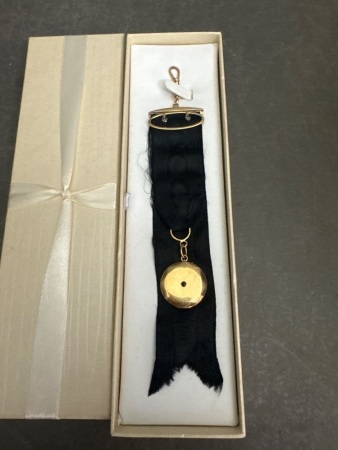 Mourning Locket on Sash Gold Toned